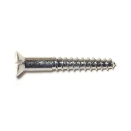 Midwest Fastener Wood Screw, #6, 1 in, Zinc Plated Steel Flat Head Slotted Drive, 72 PK 61885